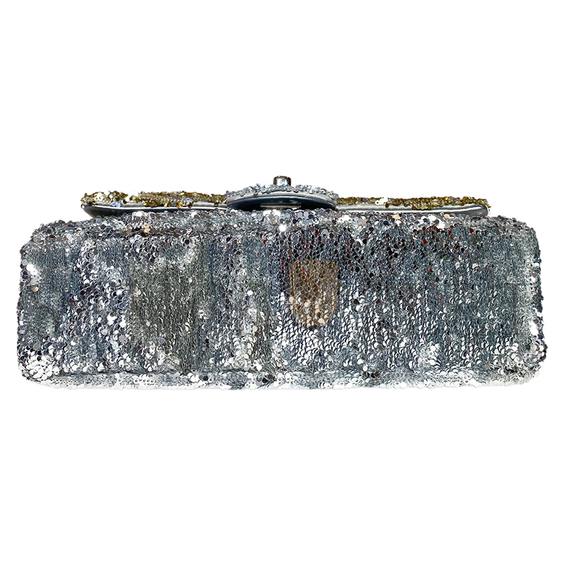 Ch**el pink green silver sequins mini flap bag (20*14*5cm)